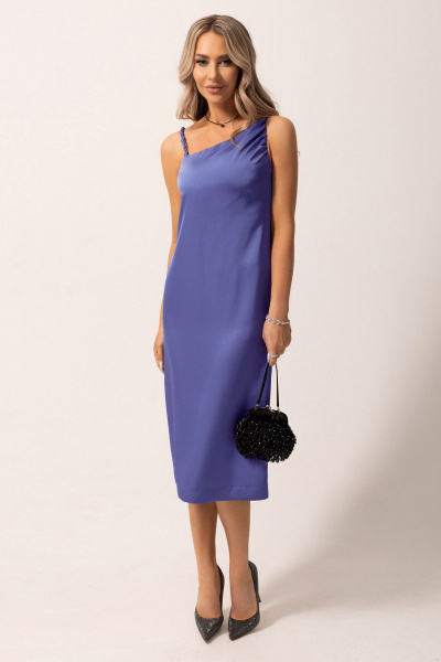 Нарядное платье с асимметричным кроем и декоративной бретелью Golden Valley 4972 синий - фото 1