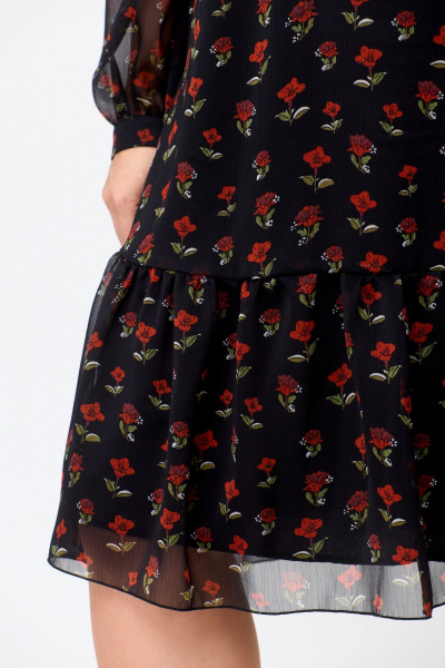 Платье нарядное из шифона с длиной 103 см DaLi 4560.1 чёрное_с_красным - фото 5