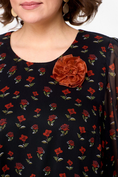 Платье нарядное из шифона с длиной 103 см DaLi 4560.1 чёрное_с_красным - фото 3