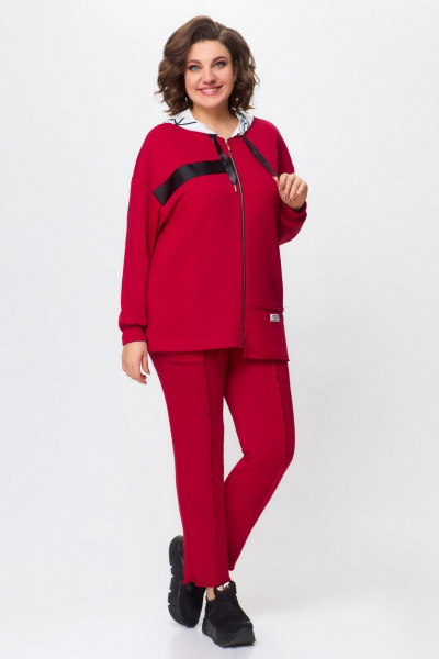 Брюки и худи из трикотажа для повседневного стиля DaLi 5633 красный - фото 1