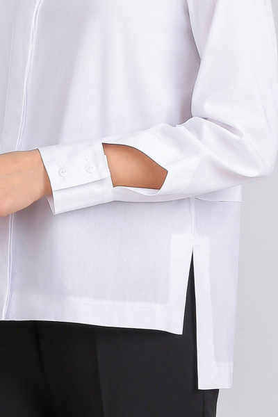 Демисезонная блузка-рубашка свободного силуэта из хлопка IVARI 404/1 белый - фото 12