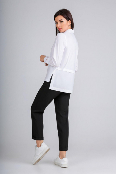 Демисезонная блузка-рубашка свободного силуэта из хлопка IVARI 404/1 белый - фото 11