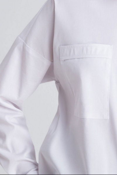 Демисезонная блузка-рубашка свободного силуэта из хлопка IVARI 404/1 белый - фото 7