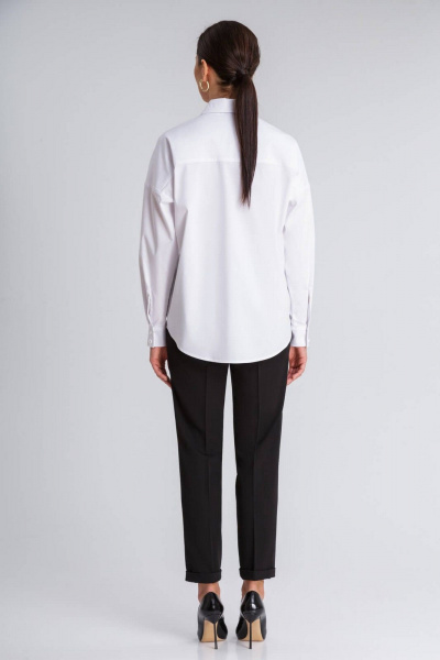 Демисезонная блузка-рубашка свободного силуэта из хлопка IVARI 404/1 белый - фото 5