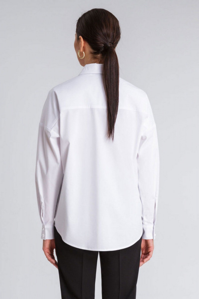 Демисезонная блузка-рубашка свободного силуэта из хлопка IVARI 404/1 белый - фото 3