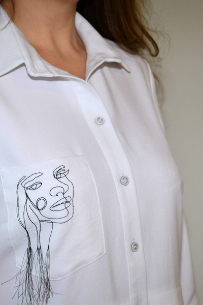 Блуза деловая прямого силуэта с вышивкой и складками Needle 538 - фото 2