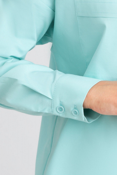 Бирюзовая блузка-рубашка с застежкой на пуговицы IVARI 404/1 лазурный - фото 8