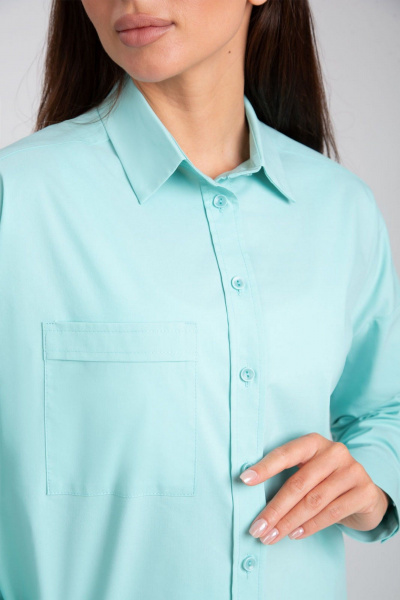 Бирюзовая блузка-рубашка с застежкой на пуговицы IVARI 404/1 лазурный - фото 7
