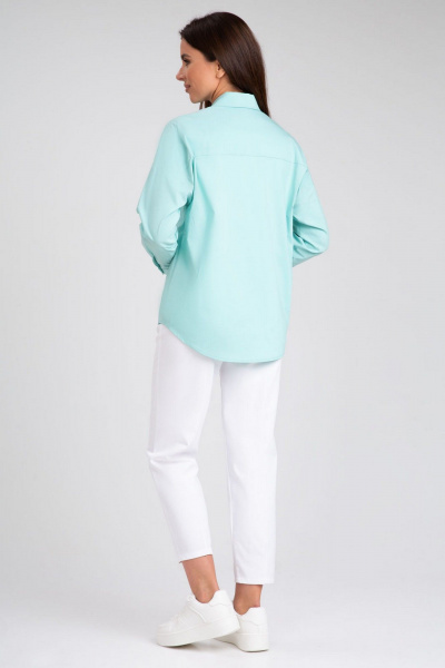 Бирюзовая блузка-рубашка с застежкой на пуговицы IVARI 404/1 лазурный - фото 5