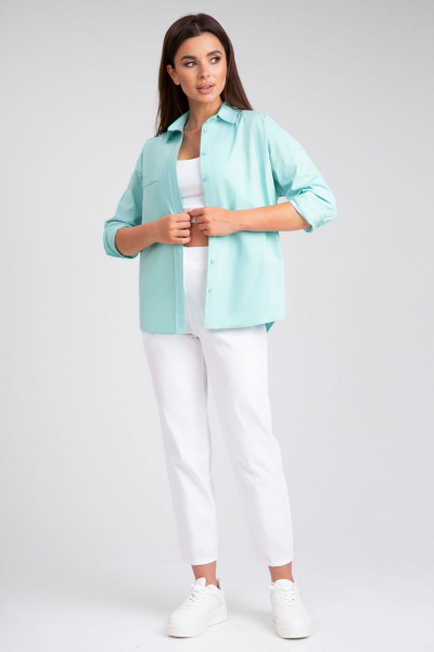 Бирюзовая блузка-рубашка с застежкой на пуговицы IVARI 404/1 лазурный - фото 3