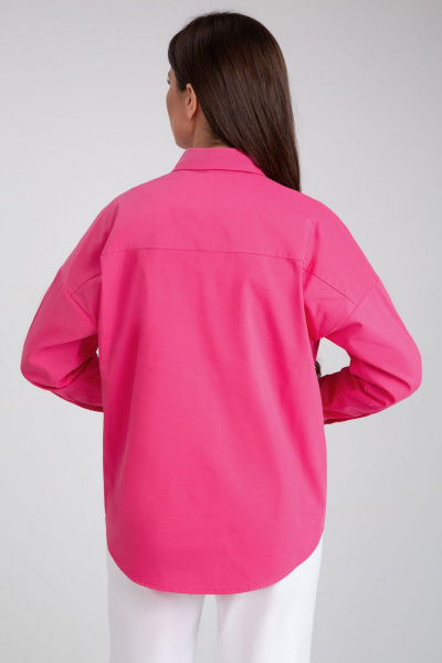 Розовая блузка-рубашка из хлопка для делового стиля IVARI 404/1 фуксия - фото 7