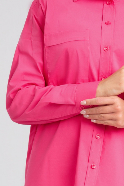 Розовая блузка-рубашка из хлопка для делового стиля IVARI 404/1 фуксия - фото 6