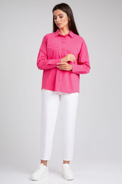 Розовая блузка-рубашка из хлопка для делового стиля IVARI 404/1 фуксия - фото 4