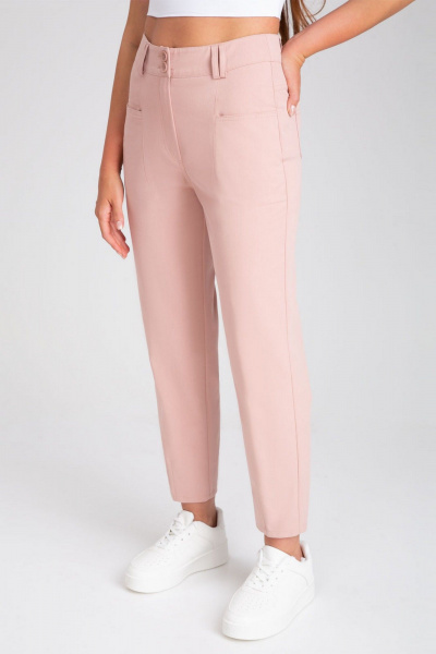 Розовые джинсы летние с высоко посадкой и зауженным низом IVARI 306 розовый - фото 4