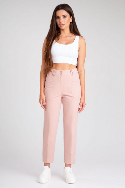 Розовые джинсы летние с высоко посадкой и зауженным низом IVARI 306 розовый - фото 2