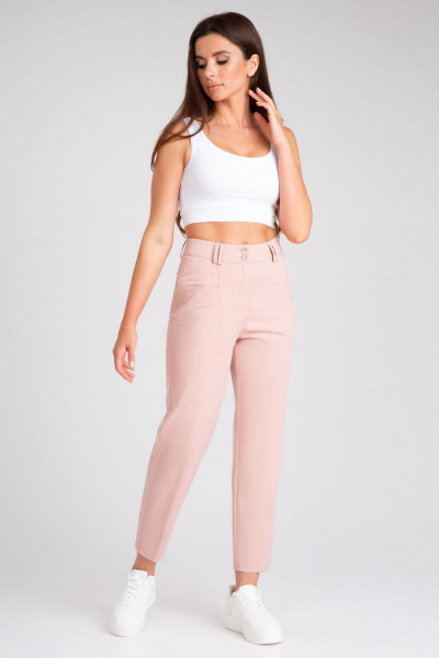 Розовые джинсы летние с высоко посадкой и зауженным низом IVARI 306 розовый - фото 1