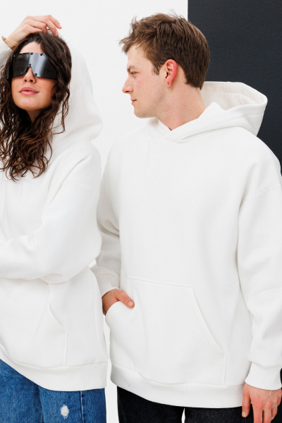 Худи oversize с капюшоном и принтом для комфорта HIT 0219 белый - фото 6