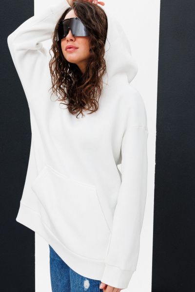 Худи oversize с капюшоном и принтом для комфорта HIT 0219 белый - фото 5