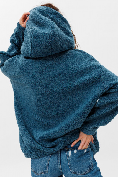 Худи oversize из трикотажа «барашек» с объемным капюшоном HIT 0220 синий - фото 7