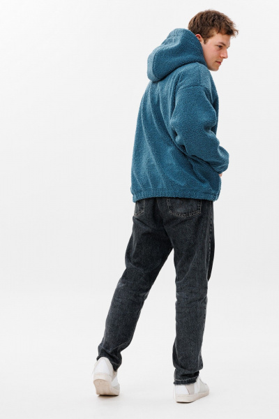 Худи oversize из трикотажа «барашек» с объемным капюшоном HIT 0220м синий - фото 11