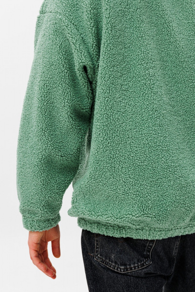 Худи oversize из трикотажа «барашек» с резинкой на манжетах HIT 0220м зеленый - фото 8