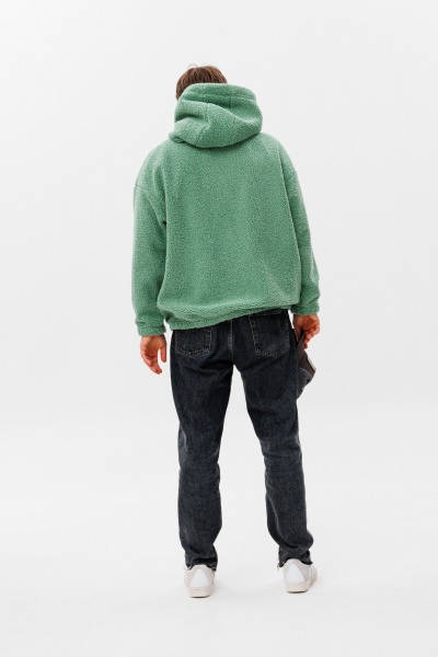Худи oversize из трикотажа «барашек» с резинкой на манжетах HIT 0220м зеленый - фото 5
