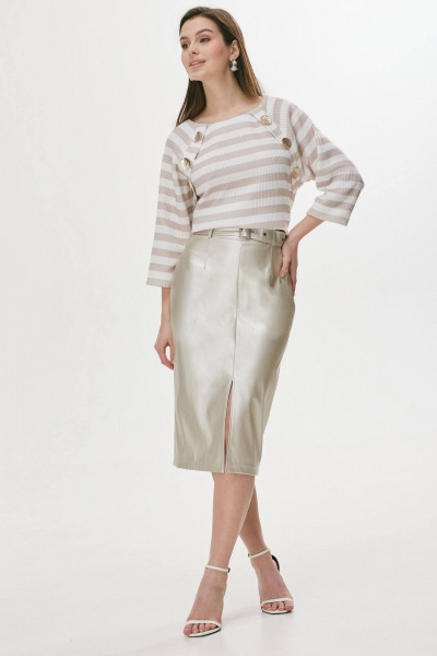 Юбка классическая из экокожи с металлизированным эффектом Lyushe 3708 - фото 4