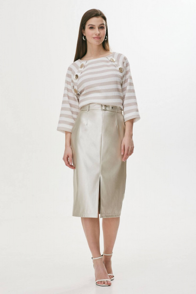 Юбка классическая из экокожи с металлизированным эффектом Lyushe 3708 - фото 2