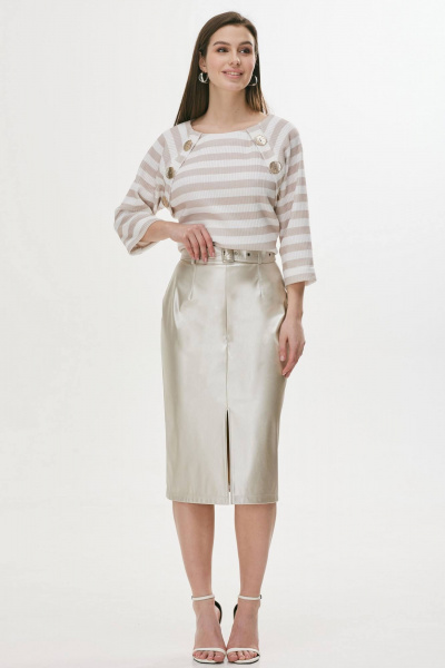 Юбка классическая из экокожи с металлизированным эффектом Lyushe 3708 - фото 1