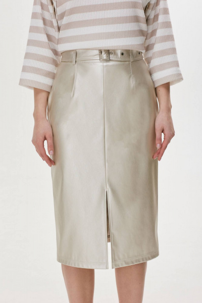 Юбка классическая из экокожи с металлизированным эффектом Lyushe 3708 - фото 5