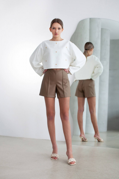 Свитшот оверсайз с деревянными сердечками Tanya Arzhanova ТА44love белый - фото 1