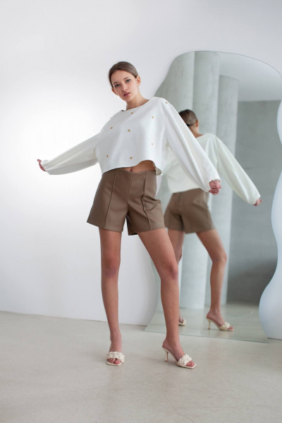 Свитшот оверсайз с деревянными сердечками Tanya Arzhanova ТА44love белый - фото 2