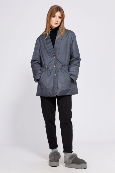 Демисезонная плащевая куртка с кулисой и металлич. нашивкой EOLA 2545 синий - фото 9