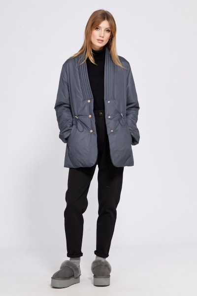 Демисезонная плащевая куртка с кулисой и металлич. нашивкой EOLA 2545 синий - фото 8