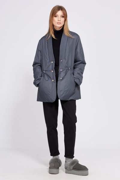 Демисезонная плащевая куртка с кулисой и металлич. нашивкой EOLA 2545 синий - фото 7