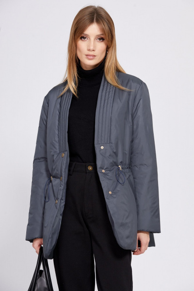 Демисезонная плащевая куртка с кулисой и металлич. нашивкой EOLA 2545 синий - фото 5