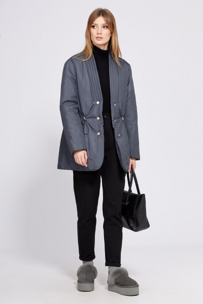 Демисезонная плащевая куртка с кулисой и металлич. нашивкой EOLA 2545 синий - фото 4