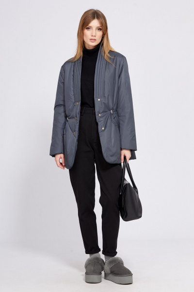 Демисезонная плащевая куртка с кулисой и металлич. нашивкой EOLA 2545 синий - фото 3