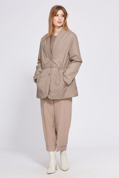 Демисезонная куртка оверсайз из плащевой ткани EOLA 2545 темно-бежевый - фото 13