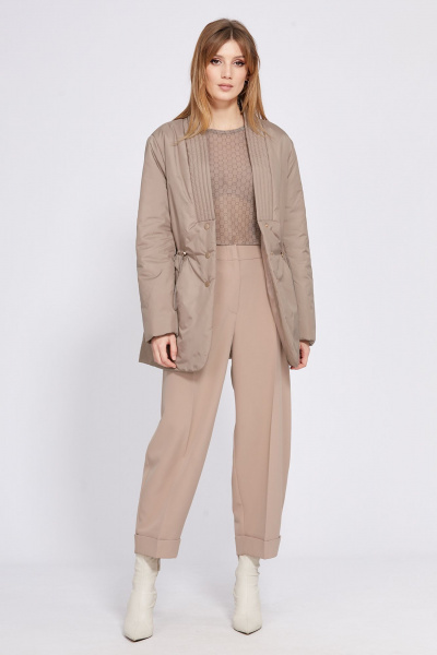 Демисезонная куртка оверсайз из плащевой ткани EOLA 2545 темно-бежевый - фото 12