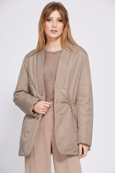 Демисезонная куртка оверсайз из плащевой ткани EOLA 2545 темно-бежевый - фото 11