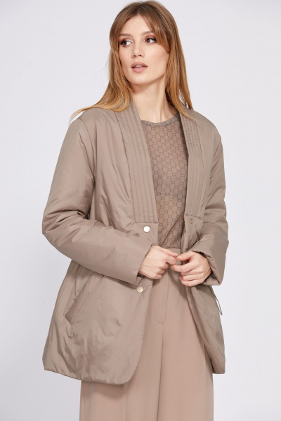 Демисезонная куртка оверсайз из плащевой ткани EOLA 2545 темно-бежевый - фото 10