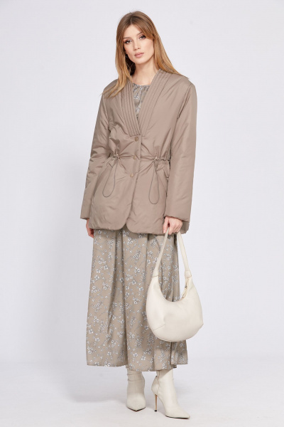 Демисезонная куртка оверсайз из плащевой ткани EOLA 2545 темно-бежевый - фото 8