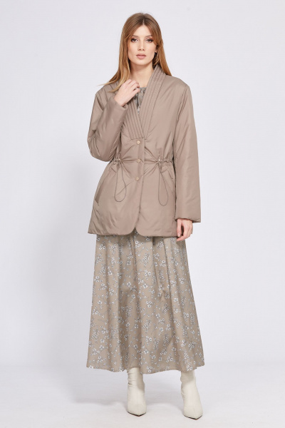 Демисезонная куртка оверсайз из плащевой ткани EOLA 2545 темно-бежевый - фото 7