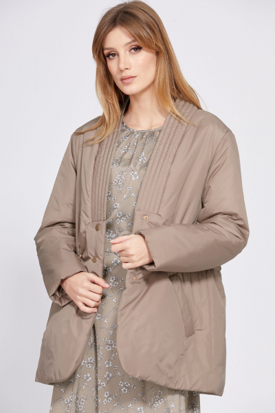 Демисезонная куртка оверсайз из плащевой ткани EOLA 2545 темно-бежевый - фото 3