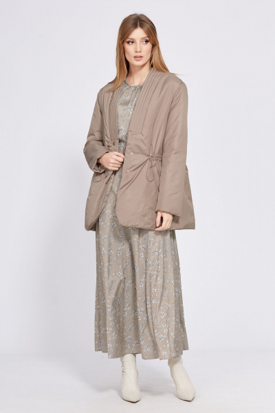 Демисезонная куртка оверсайз из плащевой ткани EOLA 2545 темно-бежевый - фото 6