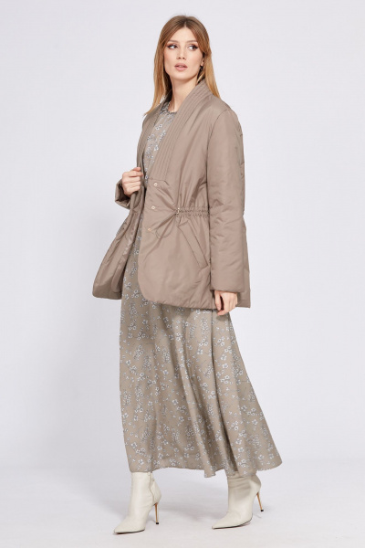 Демисезонная куртка оверсайз из плащевой ткани EOLA 2545 темно-бежевый - фото 5