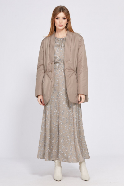 Демисезонная куртка оверсайз из плащевой ткани EOLA 2545 темно-бежевый - фото 4