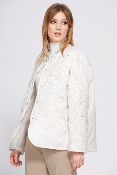 Демисезонная куртка с вышивкой и воротником-стойкой EOLA 2546 молочный - фото 7