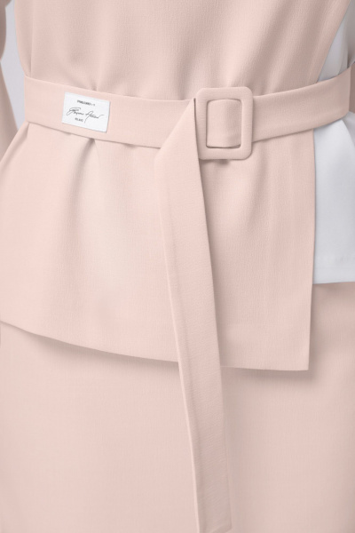 Демисезонный комплект из блузки и юбки с деталями Мишель стиль 1067-6 пудра - фото 8